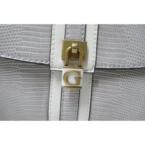 Guess Ginevra Handle Crossbody Bag Purse Taupe & Cream Gold Hardware Exotic NWOT - Picture 2 of 15